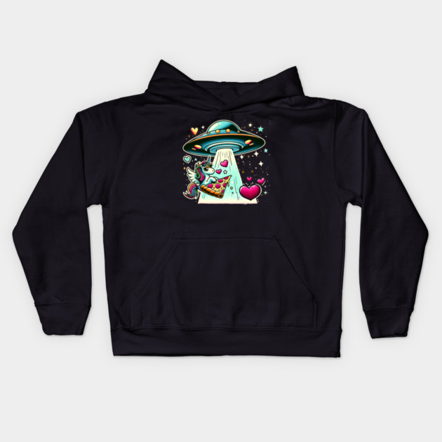 Funny Pizza Unicorn Ufo Kids Hoodie by logiamerch