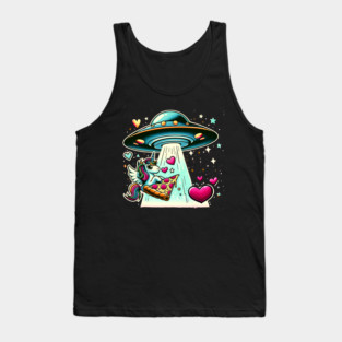 Funny Pizza Unicorn Ufo Tank Top