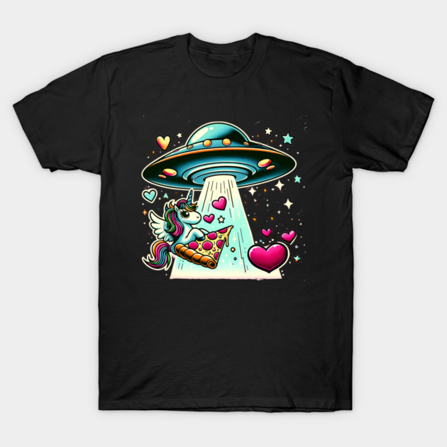 Funny Pizza Unicorn Ufo T-Shirt by logiamerch