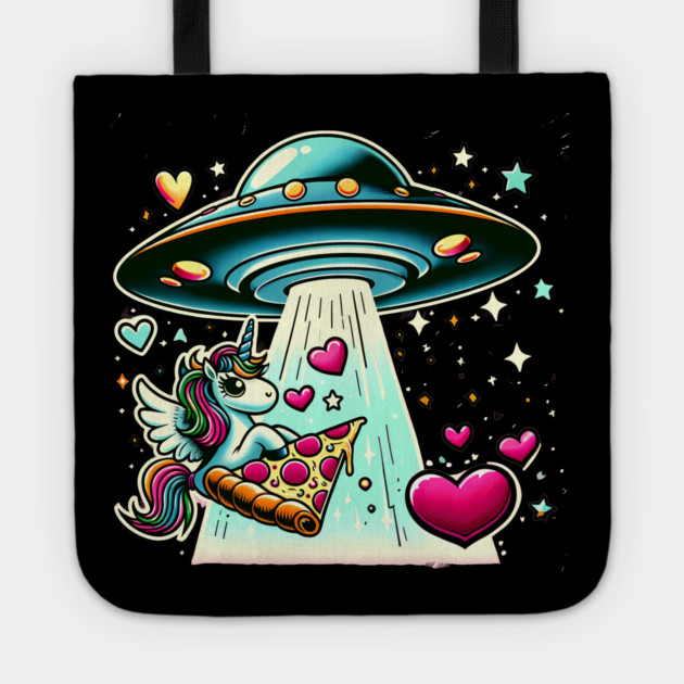 Funny Pizza Unicorn Ufo Tote by logiamerch