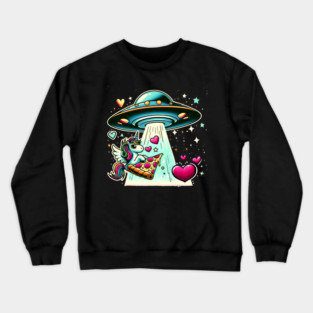 Funny Pizza Unicorn Ufo Crewneck Sweatshirt