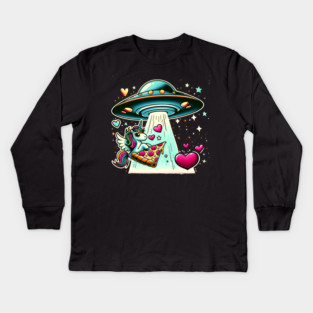 Funny Pizza Unicorn Ufo Kids Long Sleeve T-Shirt