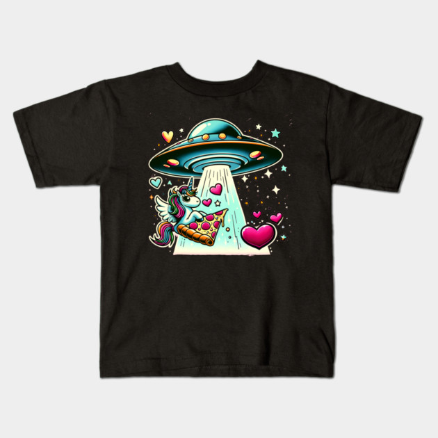 Funny Pizza Unicorn Ufo Kids T-Shirt by logiamerch