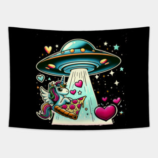 Funny Pizza Unicorn Ufo Tapestry
