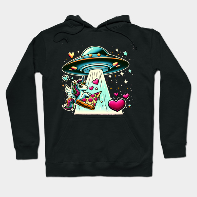 Funny Pizza Unicorn Ufo Hoodie by logiamerch