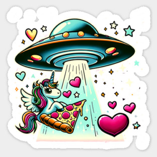 Funny Pizza Unicorn Ufo Sticker