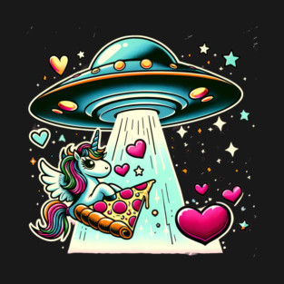 Funny Pizza Unicorn Ufo T-Shirt