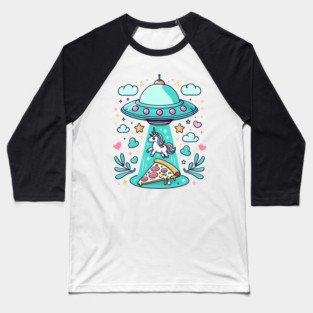 Funny Pizza Unicorn Ufo Baseball T-Shirt