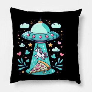 Funny Pizza Unicorn Ufo Pillow