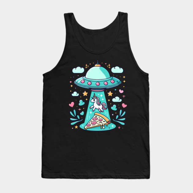 Funny Pizza Unicorn Ufo Tank Top by logiamerch