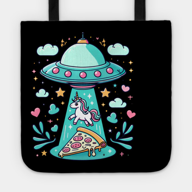 Funny Pizza Unicorn Ufo Tote by logiamerch