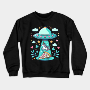 Funny Pizza Unicorn Ufo Crewneck Sweatshirt