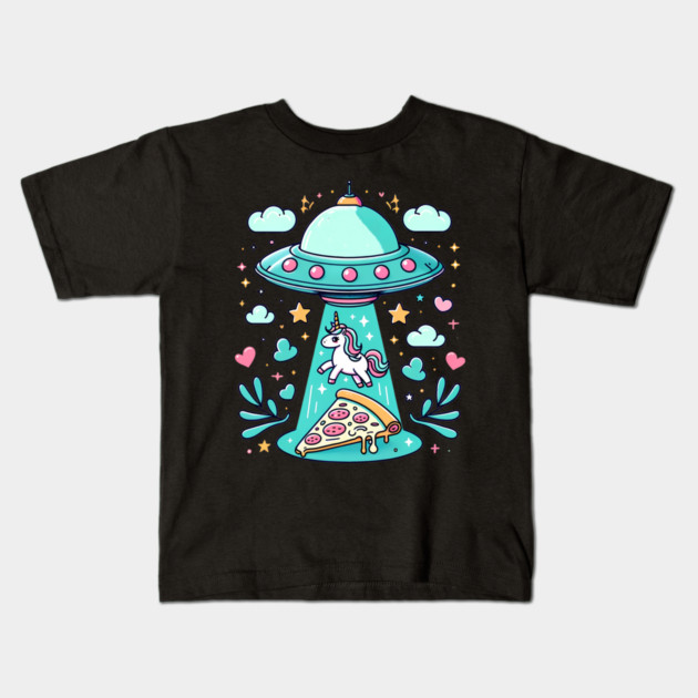 Funny Pizza Unicorn Ufo Kids T-Shirt by logiamerch
