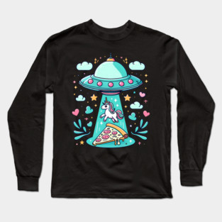 Funny Pizza Unicorn Ufo Long Sleeve T-Shirt