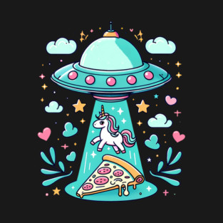 Funny Pizza Unicorn Ufo T-Shirt