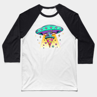 Funny Pizza Unicorn Ufo Baseball T-Shirt