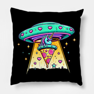 Funny Pizza Unicorn Ufo Pillow