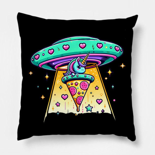 Funny Pizza Unicorn Ufo Pillow by logiamerch