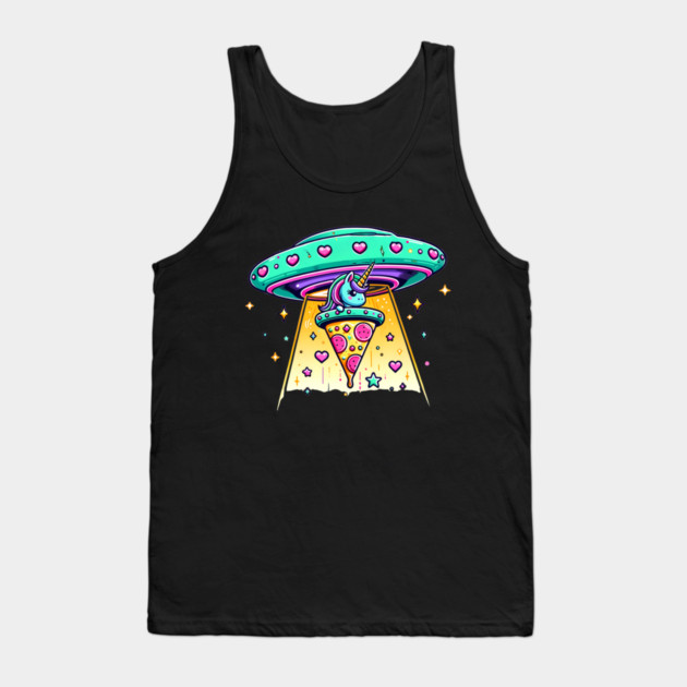 Funny Pizza Unicorn Ufo Tank Top by logiamerch