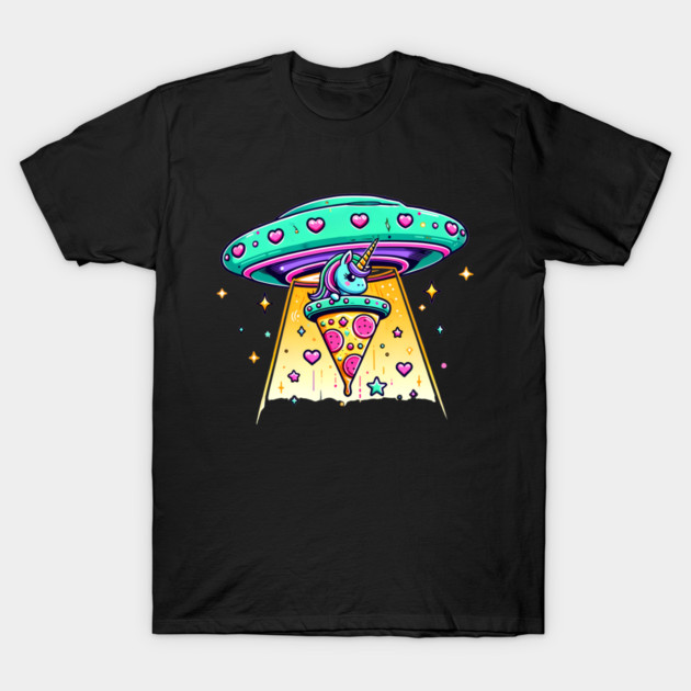 Funny Pizza Unicorn Ufo T-Shirt by logiamerch