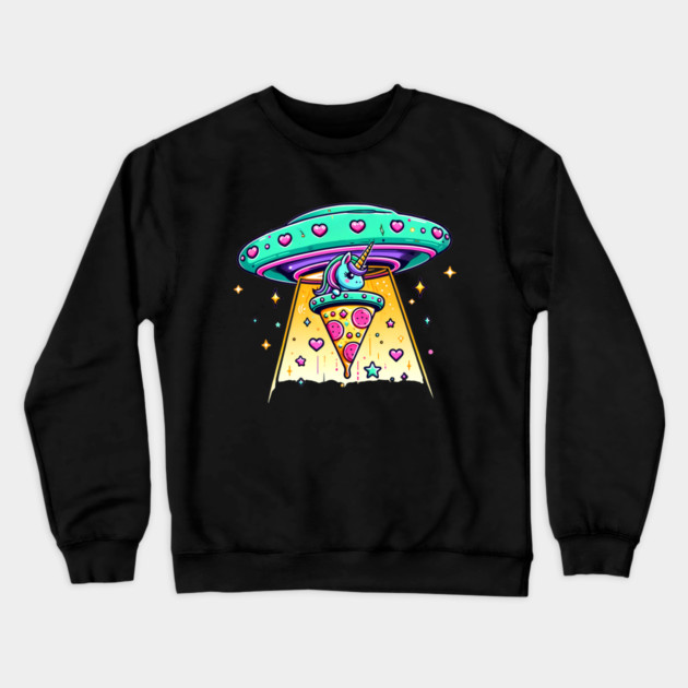 Funny Pizza Unicorn Ufo Crewneck Sweatshirt by logiamerch