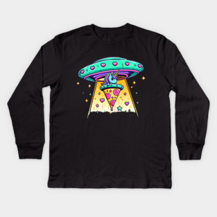 Funny Pizza Unicorn Ufo Kids Long Sleeve T-Shirt
