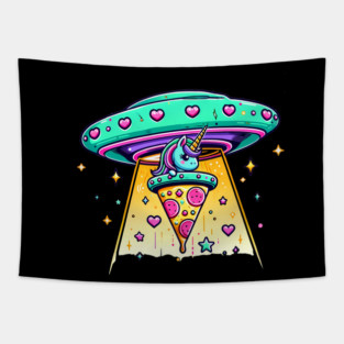 Funny Pizza Unicorn Ufo Tapestry