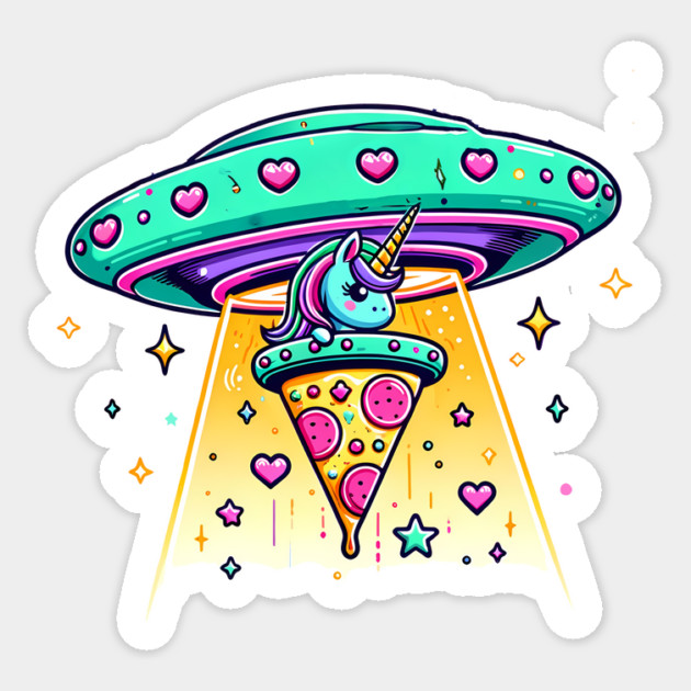 Funny Pizza Unicorn Ufo Sticker by logiamerch