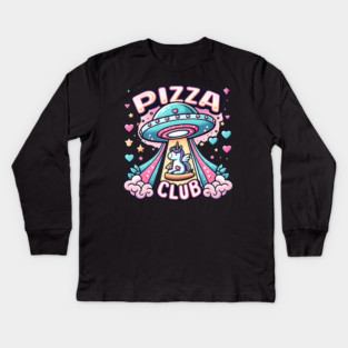Funny Pizza Unicorn Ufo Kids Long Sleeve T-Shirt