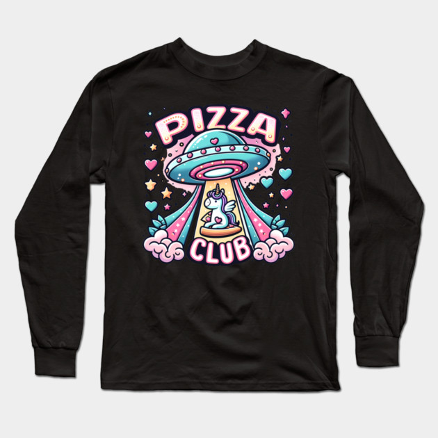 Funny Pizza Unicorn Ufo Long Sleeve T-Shirt by logiamerch