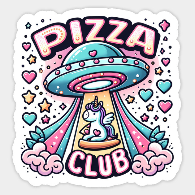 Funny Pizza Unicorn Ufo Sticker by logiamerch