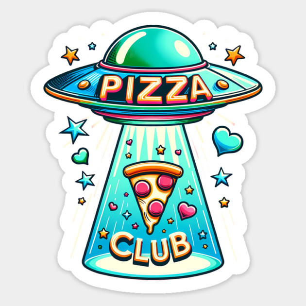 Funny Pizza Ufo, Pizza Club Sticker by logiamerch