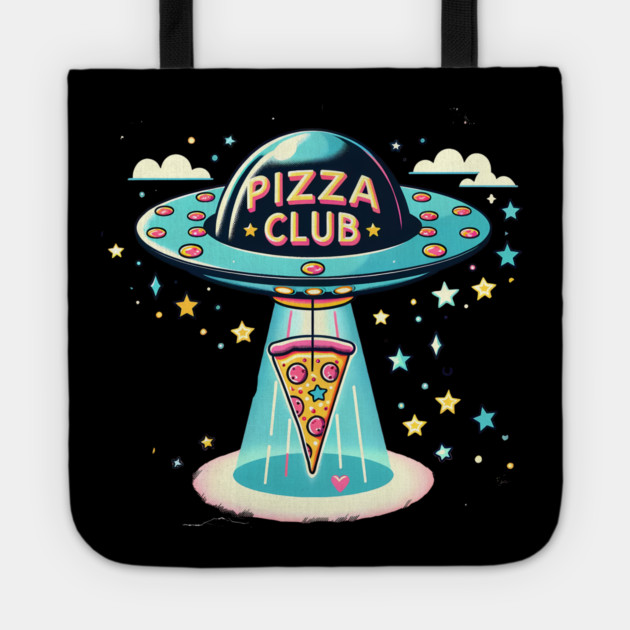 Funny Pizza Ufo, Pizza Club Tote by logiamerch