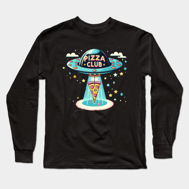 Funny Pizza Ufo, Pizza Club Long Sleeve T-Shirt by logiamerch
