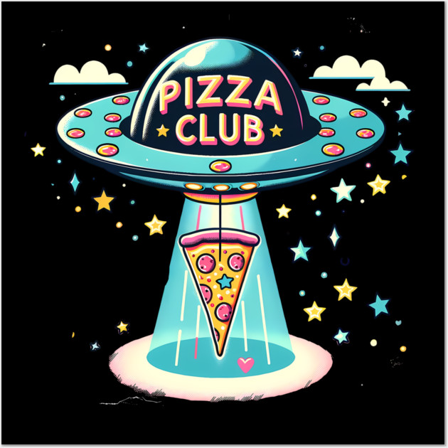 Funny Pizza Ufo, Pizza Club Wall Art by logiamerch