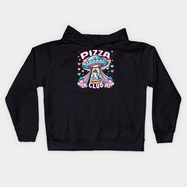 Funny Pizza , Unicorn, Ufo, Pizza Club Kids Hoodie by logiamerch
