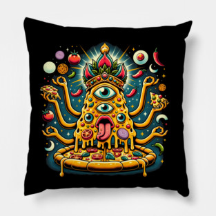 Dizza deity, Funny Pizza Lover Artwork Pillow