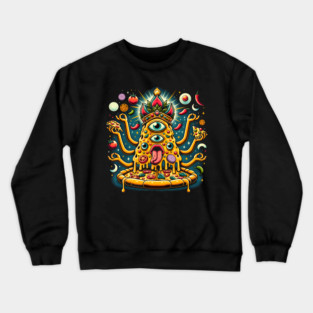 Dizza deity, Funny Pizza Lover Artwork Crewneck Sweatshirt