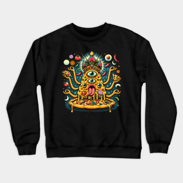 Dizza deity, Funny Pizza Lover Artwork Crewneck Sweatshirt by logiamerch
