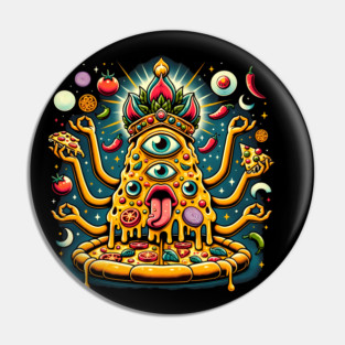 Dizza deity, Funny Pizza Lover Artwork Pin