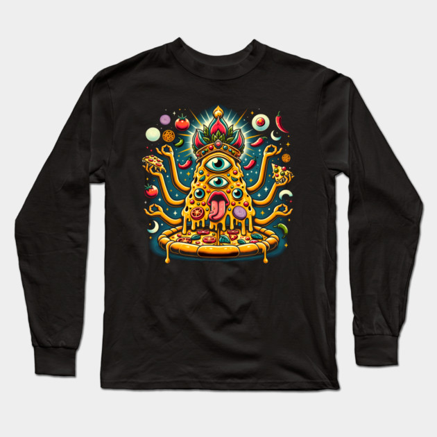 Dizza deity, Funny Pizza Lover Artwork Long Sleeve T-Shirt by logiamerch