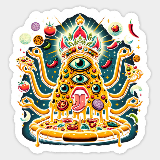 Dizza deity, Funny Pizza Lover Artwork Sticker by logiamerch