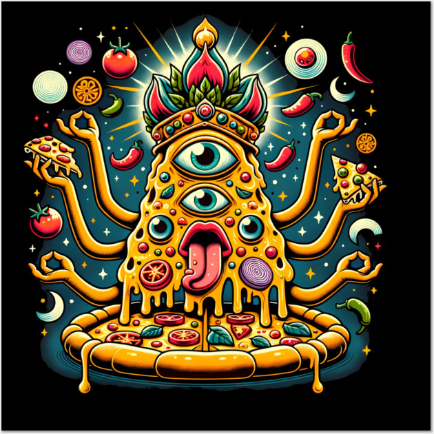 Dizza deity, Funny Pizza Lover Artwork Wall Art by logiamerch