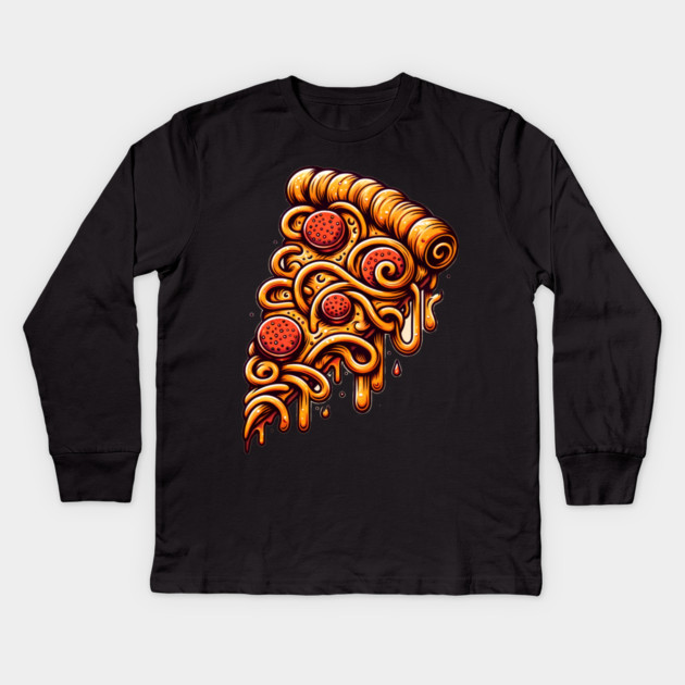 Pizza Artwork for Pizza lover Kids Long Sleeve T-Shirt by logiamerch