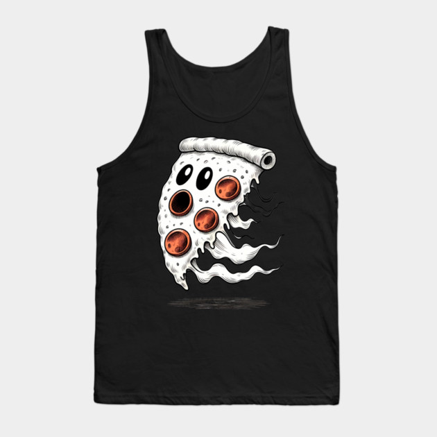 Funny Pizza Ghost Halloween Tank Top by logiamerch