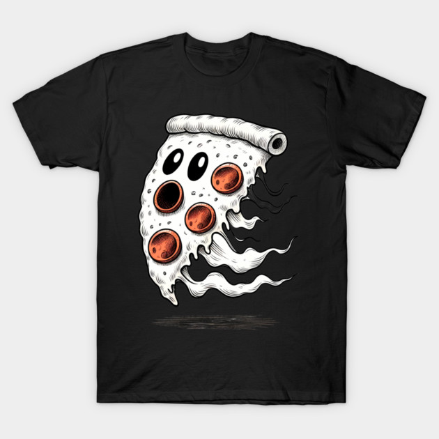 Funny Pizza Ghost Halloween T-Shirt by logiamerch