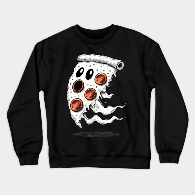 Funny Pizza Ghost Halloween Crewneck Sweatshirt by logiamerch