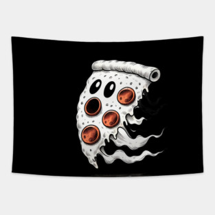 Funny Pizza Ghost Halloween Tapestry