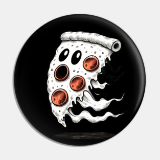 Funny Pizza Ghost Halloween Pin