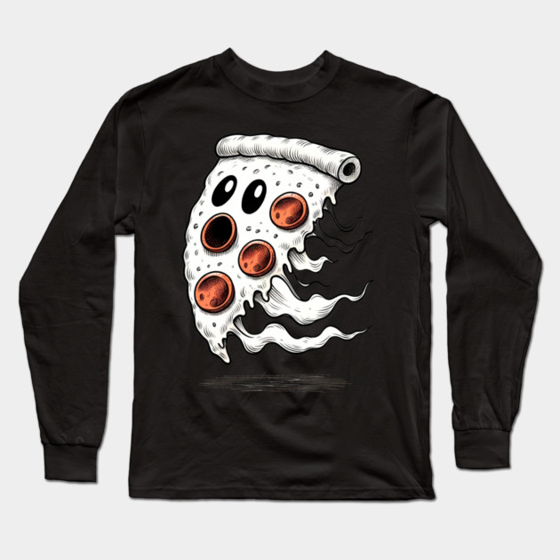 Funny Pizza Ghost Halloween Long Sleeve T-Shirt by logiamerch